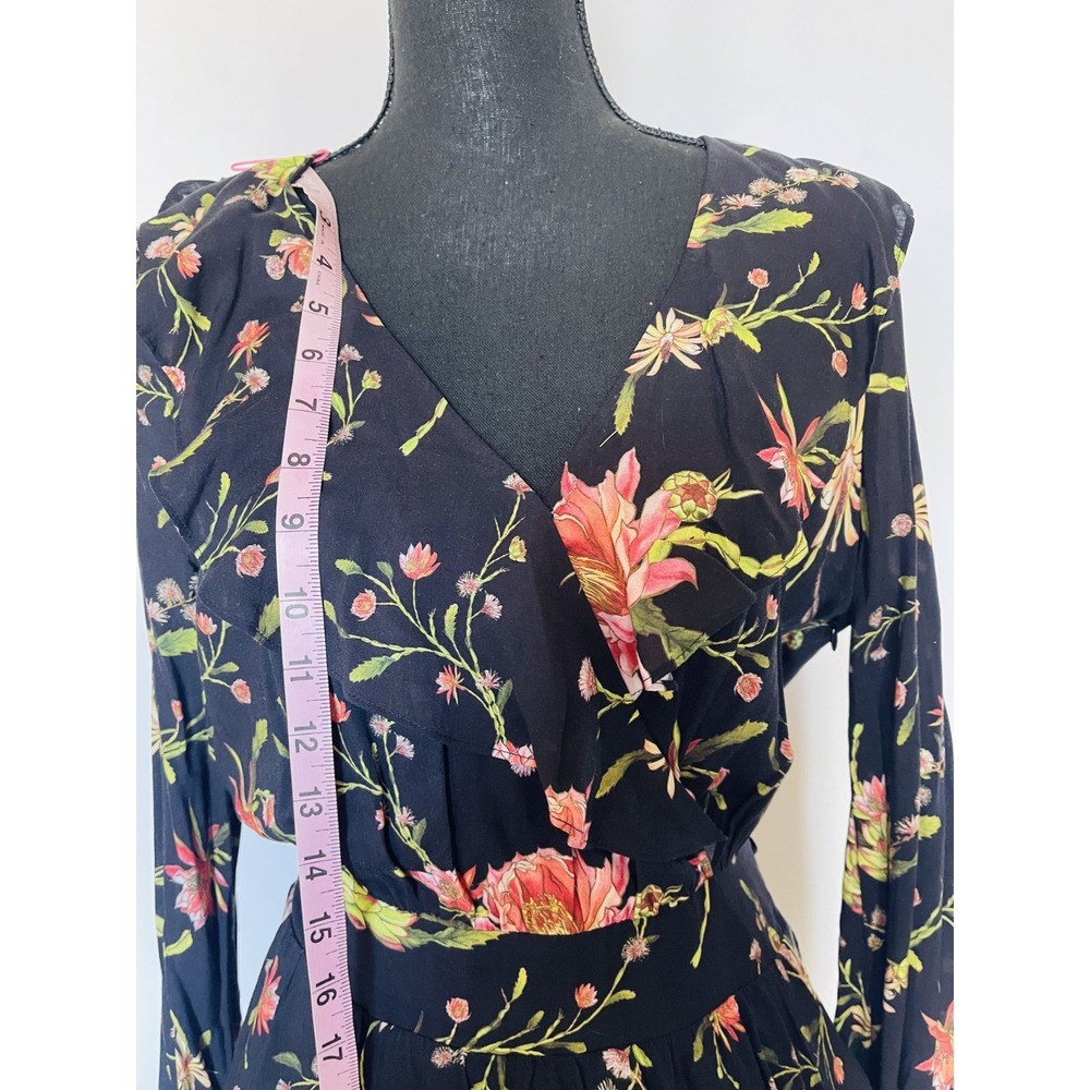 RACHEL ZOE Women Longsleeve V-Neck Floral Mini Dress Size 2 - Picture 2 of 12